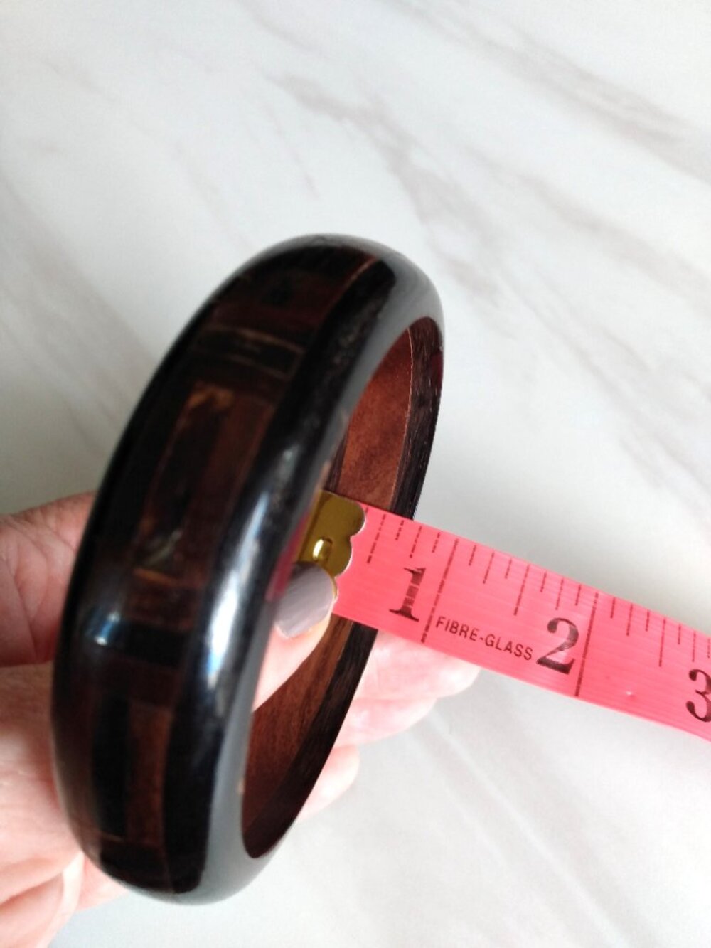 Vintage Wood Inlaid Bangle Bracelet Marquetry Jewelry - Picture 14 of 14